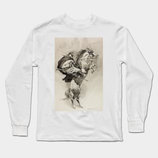As They Threw their Animals Back upon their Haunches by Frederic Remington Long Sleeve T-Shirt